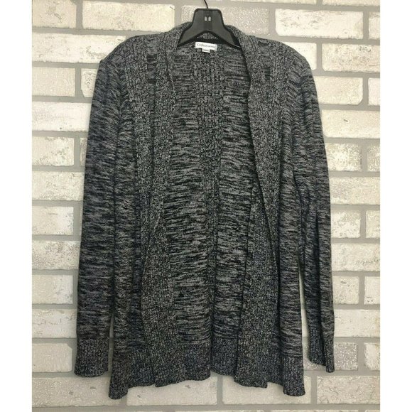 croft & barrow Sweaters - Croft & Barrow Heather Gray Shawl Sweater Cardigan Cable Knit Modal Collar Sz L